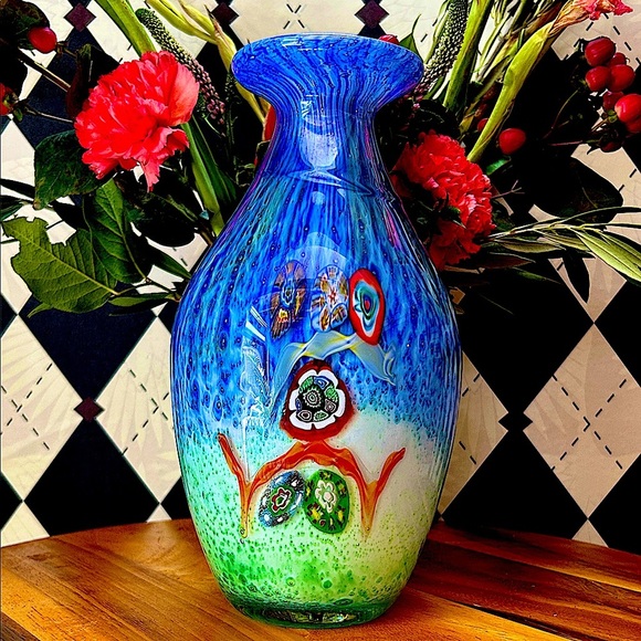 Vintage Murano Art Glass Millefiori Vase – Handcrafted Italian Collectible - Picture 1 of 9